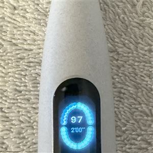The Oclean X Pro Elite Toothbrush touchscreen display.