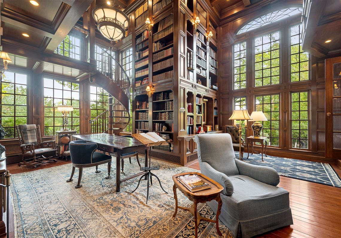 Mt. Lebanon mansion with a 2-story library and wine cellar listed for $2.5M  | Pittsburgh Post-Gazette, image size:1140x798