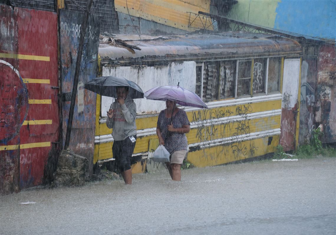 Heavy flooding and storm damage in Caribbean region from tropical storm