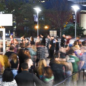 Concertgoers enter PPG Paints Arena ahead of a Yellowcard, A Day to Remember and The Wonder Years joint concert on Wednesday, Nov. 5, 2025.