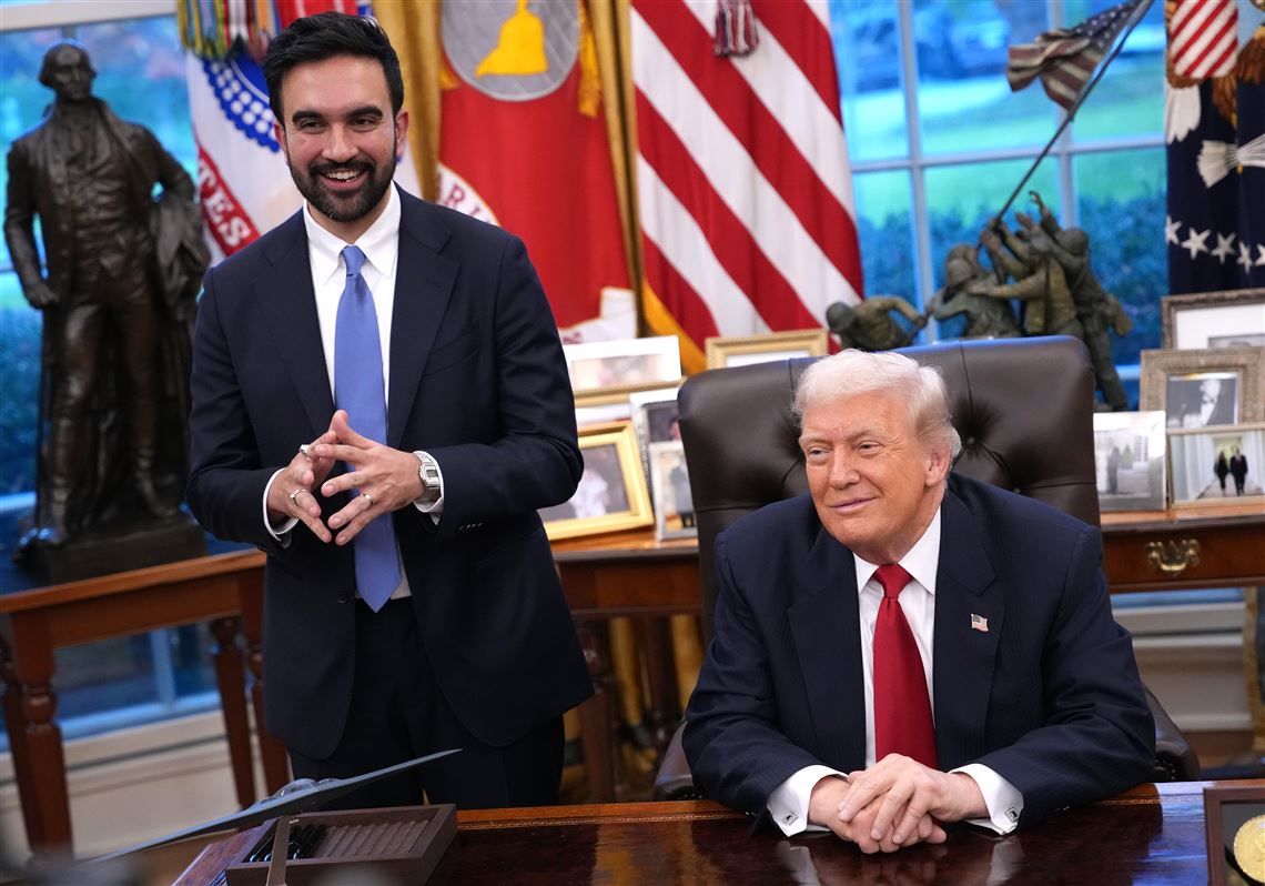 *** BESTPIX *** WASHINGTON, DC - NOVEMBER 21: U.S. President Donald Trump meets with New York City Mayor-elect Zohran Mamdani (L) in the Oval Office of the White House on November 21, 2025 in Washington, DC. Trump congratulated Mamdani on his election win as the two political opponents met to discuss policies for New York City, including affordability, public safety, and immigration enforcement.