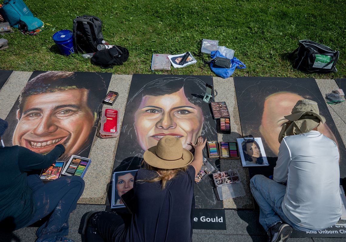 Chalk portraits of Flight 93 crew and passengers will be preserved until Sunday in Somerset
